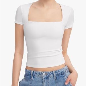 Amazon White Square Neck Top